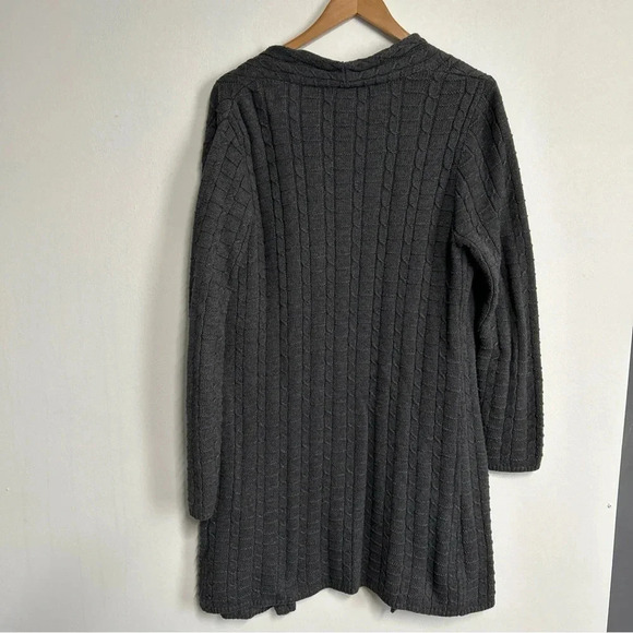 Leo‎ & Nicole Women’s Large Long Line Gray Open Front Sweater Angora Blend Boho - Picture 5 of 12